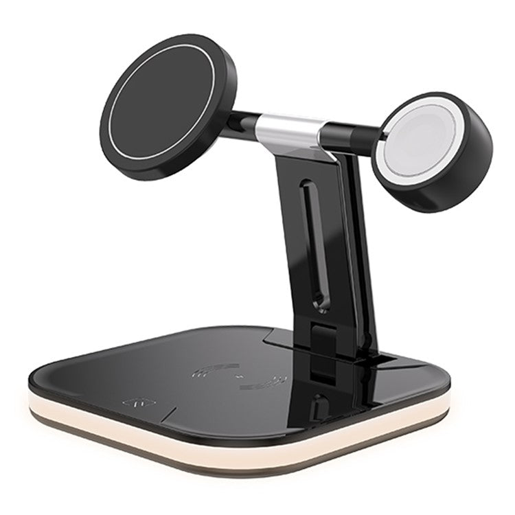 JJT-971 3 in 1 Detachable Magnetic Wireless Charger Charging Base for iPhone / Apple Watch / Earphones - Black