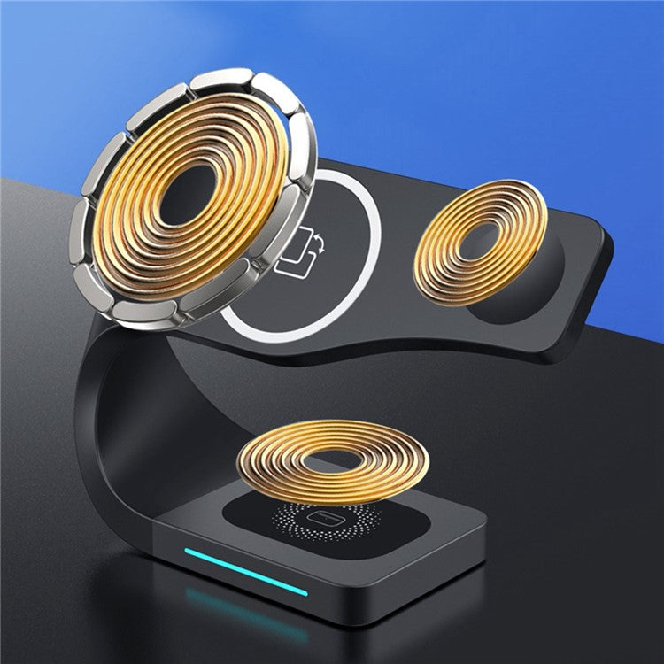 CF62 Intelligent 4 in 1 Magnetic Wireless Charger for iPhone / iWatch / AirPods 15W Fast Charging Station - Black