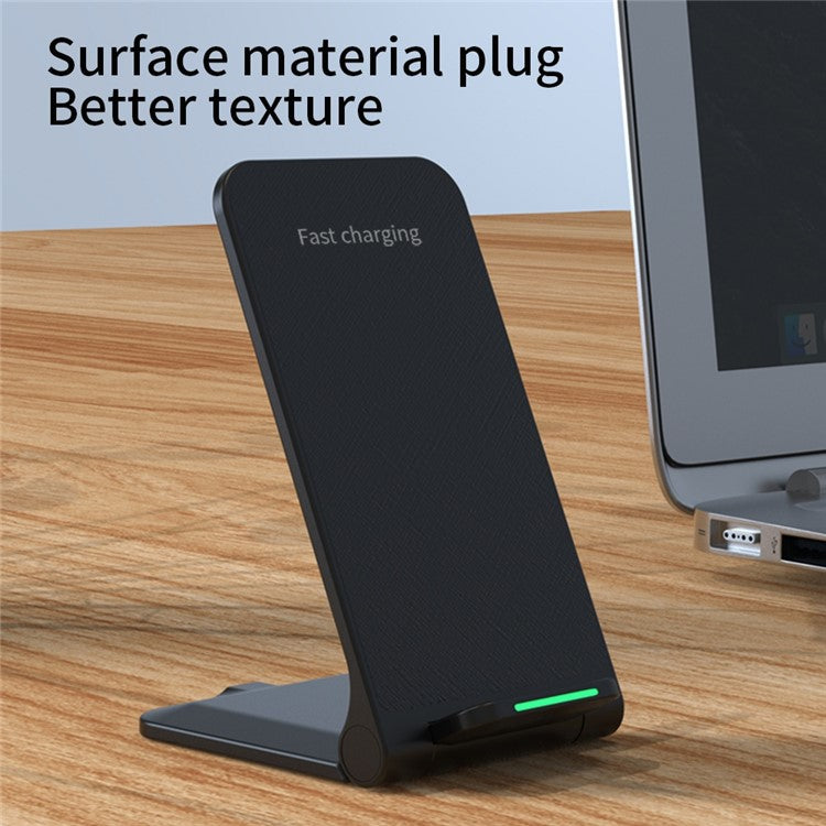 S25 Foldable 15W Wireless Charger Cellphone Stand Fast Charging Dock for iPhone Android Phone - Black