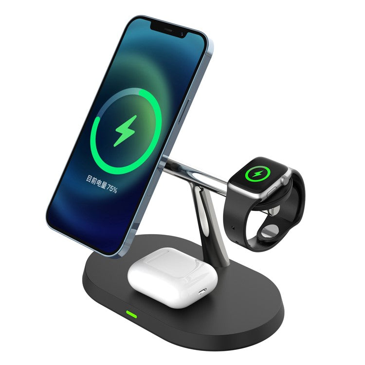 CF31 3-in-1 Magnetic Wireless Charger 15W Fast Charging Stand Holder for Apple Watch / AirPods / iPhone and Qi-enabled Devices - Black