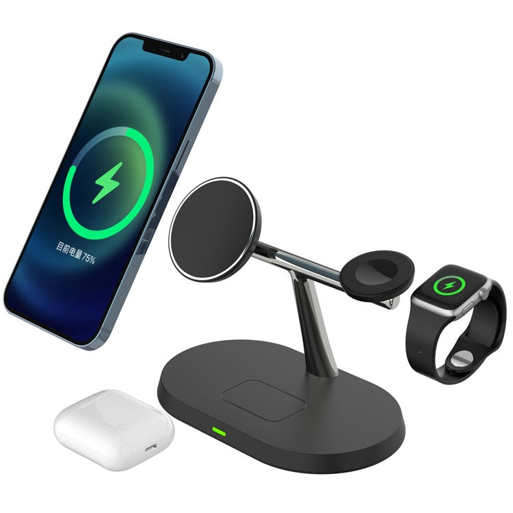 CF31 3-in-1 Magnetic Wireless Charger 15W Fast Charging Stand Holder for Apple Watch / AirPods / iPhone and Qi-enabled Devices - Black