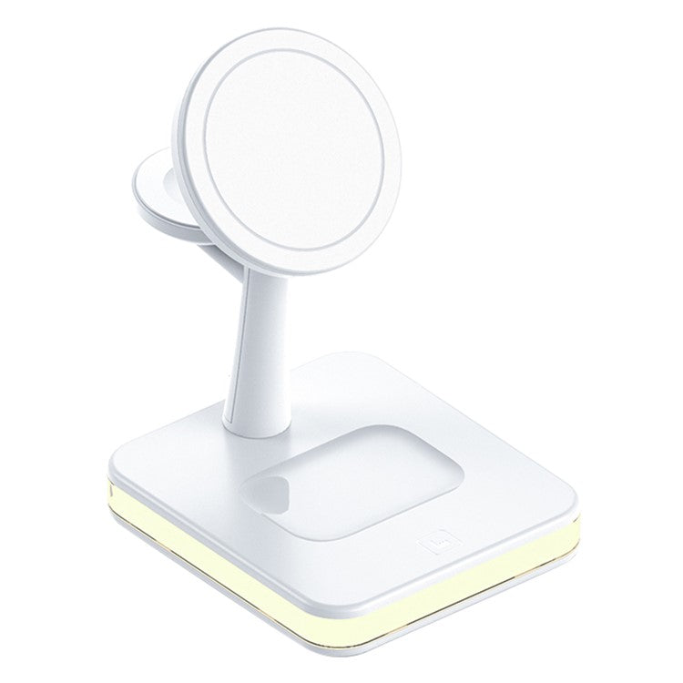 JJT-991 For iPhone / Apple Watch / AirPods 4 in 1 Magnetic Wireless Charger with USB Output Multifunction Charging Base - White