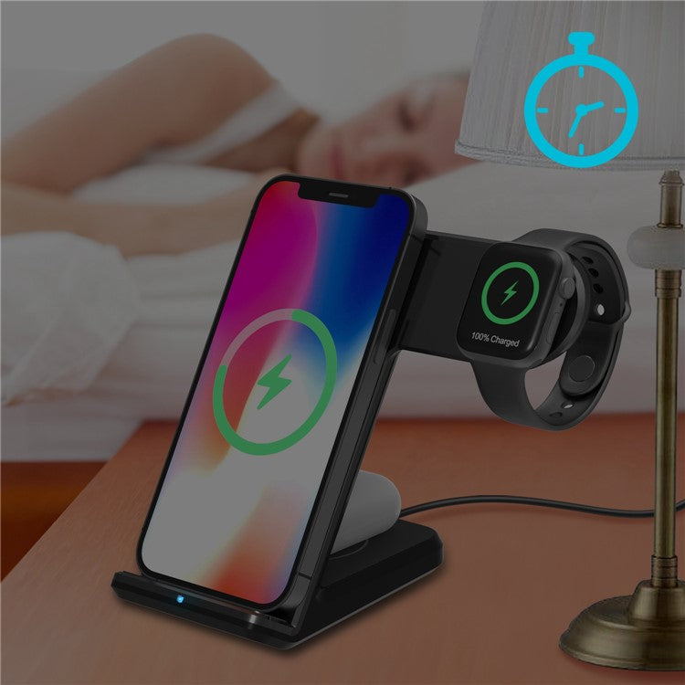 F11 Pro 3 in 1 Wireless Charger 15W Fast Charging Station for iPhone / Samsung / Apple Watch / TWS Earphones