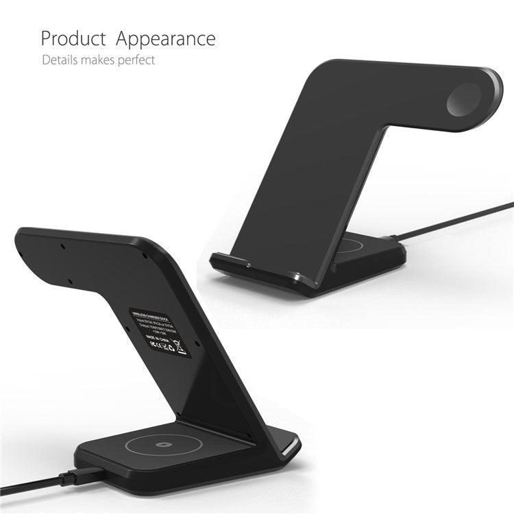 F11 Pro 3 in 1 Wireless Charger 15W Fast Charging Station for iPhone / Samsung / Apple Watch / TWS Earphones