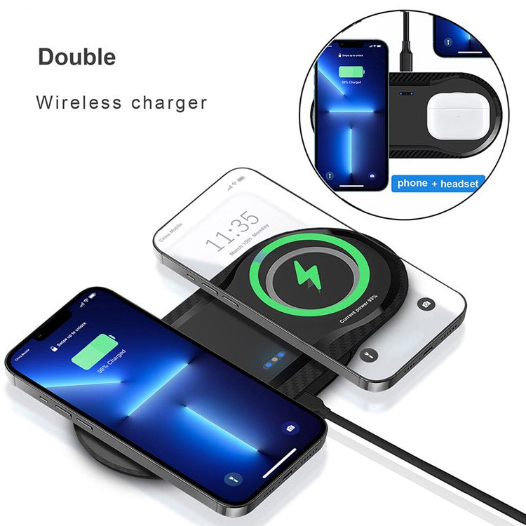 B552 2 in 1 for Mobile Phone / Headset Fast Wireless Charger Double 20W Charging Pad