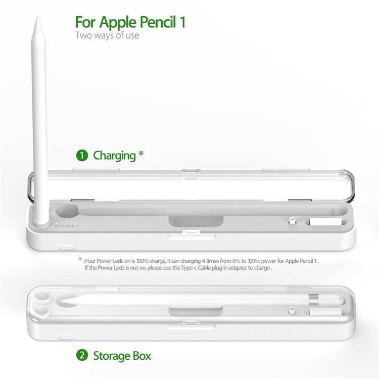 2-in-1 Portable Wireless Charger for Apple Pencil (2nd Generation) / (1st Generation) Wireless / Wired Charging Box Built-In Battery