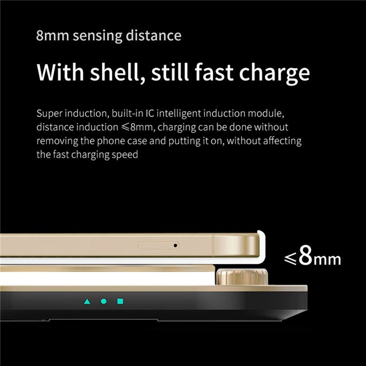 X3 15W Fast Charging 3-in-1 Wireless Charger for Mobile Phones, Watches, Headset Cordless Charging Pad (Basic Version) - White