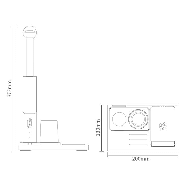 15W Fast Charging Wireless Charger Multifunctional Folding Charging Station with 3-Mode Lamp - White