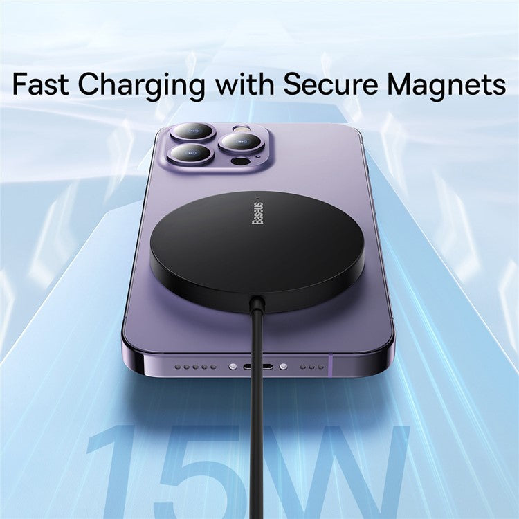 BASEUS Simple Mini3 Magnetic Wireless Charger 15W Slim Round Wireless Charging Pad - Black