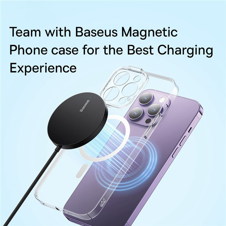 BASEUS Simple Mini3 Magnetic Wireless Charger 15W Slim Round Wireless Charging Pad - Black