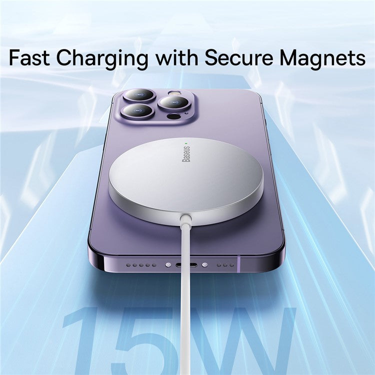 BASEUS Simple Mini3 Magnetic Wireless Charger 15W Slim Round Wireless Charging Pad - White