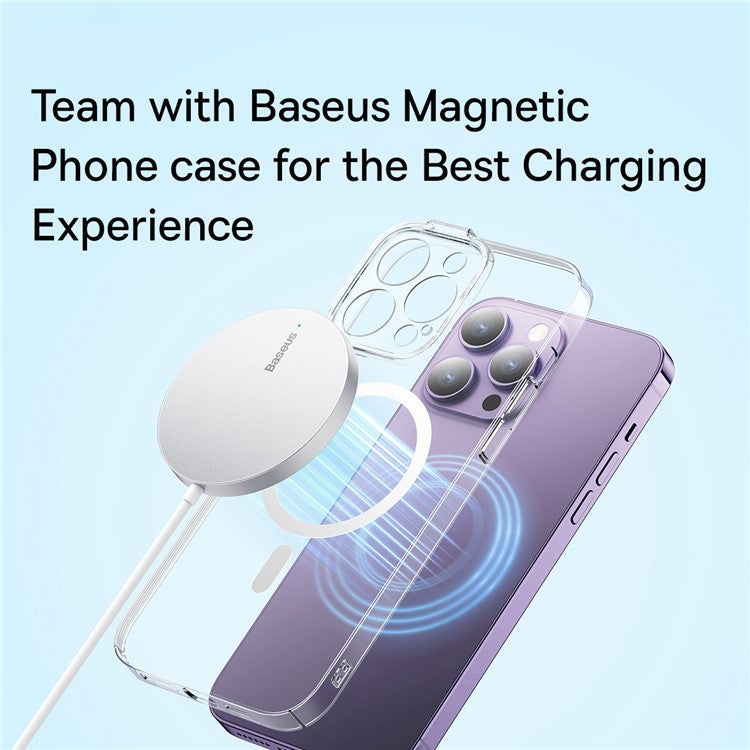 BASEUS Simple Mini3 Magnetic Wireless Charger 15W Slim Round Wireless Charging Pad - White