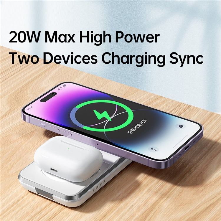 MCDODO CH-115 3-in-1 Magnetic Wireless Charger Strong Adsorption Folding Fast Charging Stand iPhone 12  /  13  /  14 Series Mobile Phones - Black