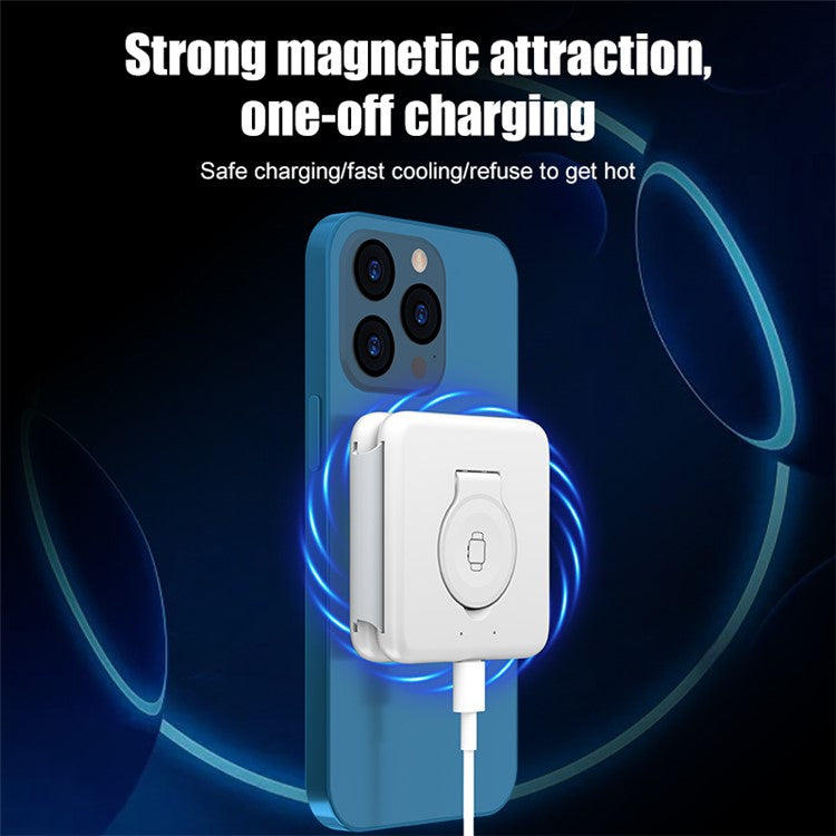 P14 3-in-1 Folding 15W Magnetic Wireless Charger Portable Charging Pad with Indicator Light for iPhone 12 / 13 / 14 Series - White