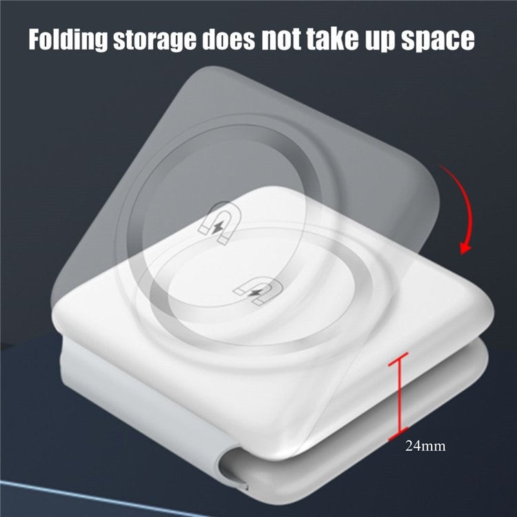 P14 3-in-1 Folding 15W Magnetic Wireless Charger Portable Charging Pad with Indicator Light for iPhone 12 / 13 / 14 Series - White