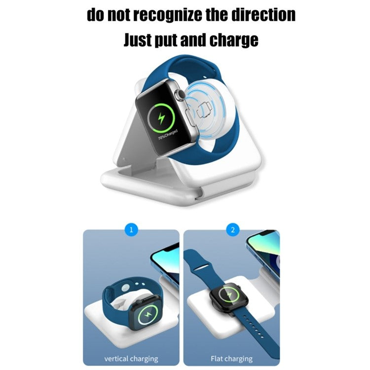 P14 3-in-1 Folding 15W Magnetic Wireless Charger Portable Charging Pad with Indicator Light for iPhone 12 / 13 / 14 Series - White