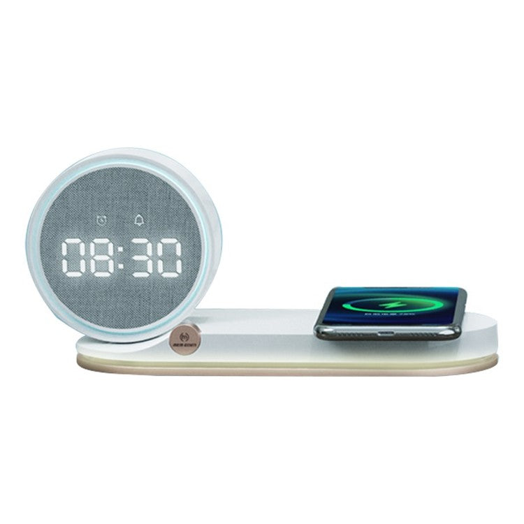 K02T Multifunction 15W Wireless Charger Alarm Clock Touch Dimmable Light Time Temperature Display - White