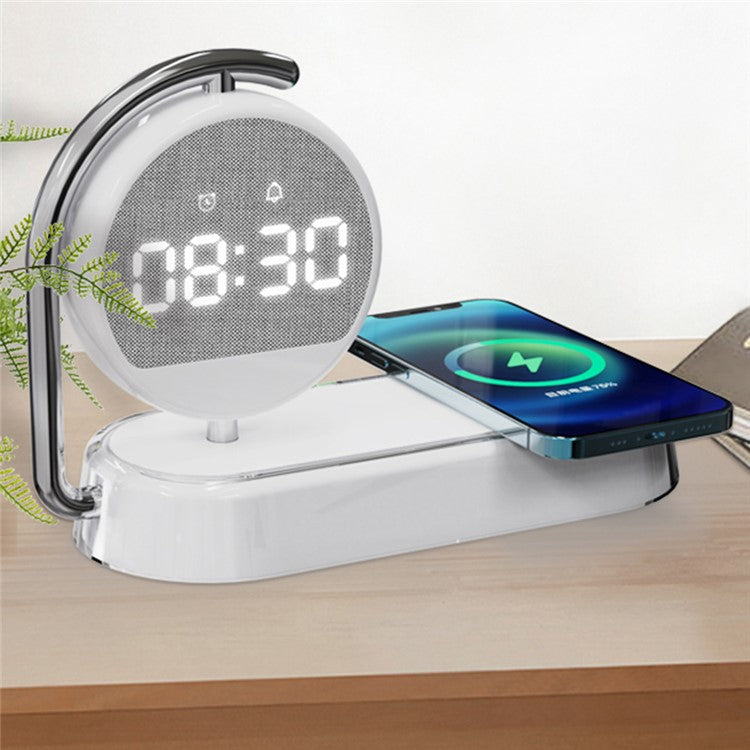 K01T 15W Wireless Charger 3-in-1 Desktop Charging Station 3 Gears Dimmable LED Light Alarm Clock