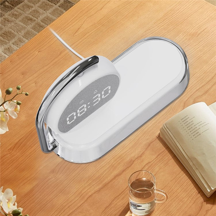 K01T 15W Wireless Charger 3-in-1 Desktop Charging Station 3 Gears Dimmable LED Light Alarm Clock