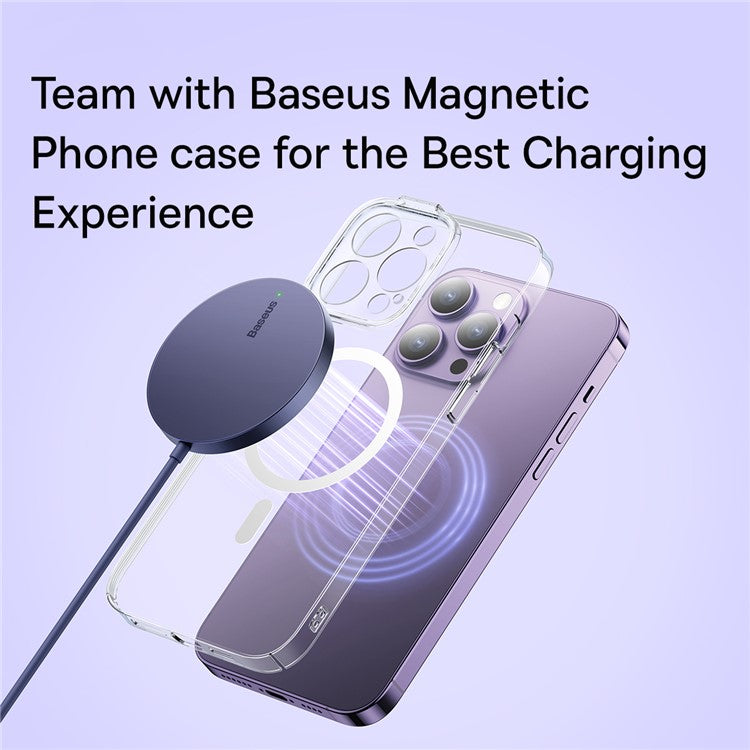 BASEUS Simple Mini3 Magnetic Wireless Charger Slim Lightweight 15W Charging Pad with 1.2m Charging Cable - Purple