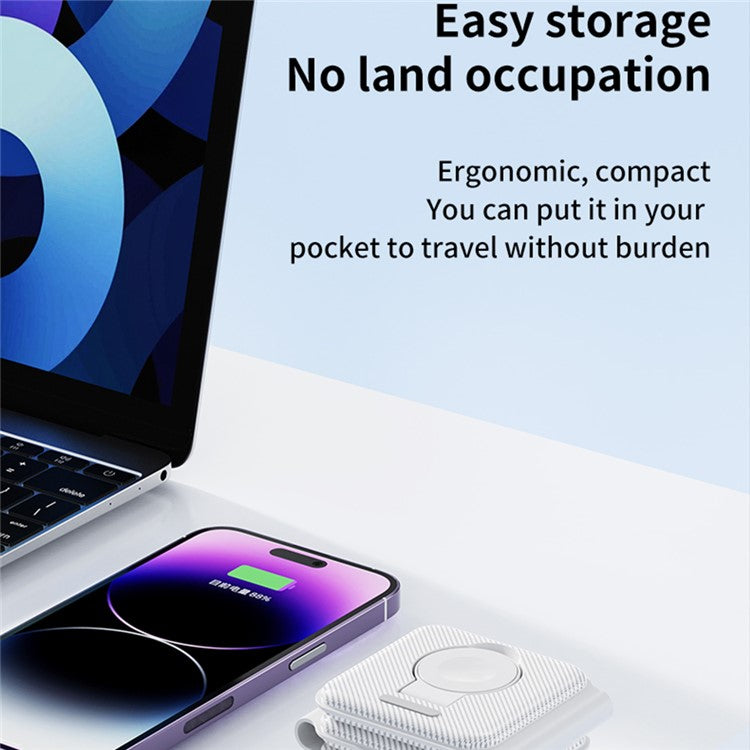 A75 3-in-1 Folding Wireless Charger Portable Charging Pad with Lightning Connector for iPhone Series, iWatch, AirPods - Black