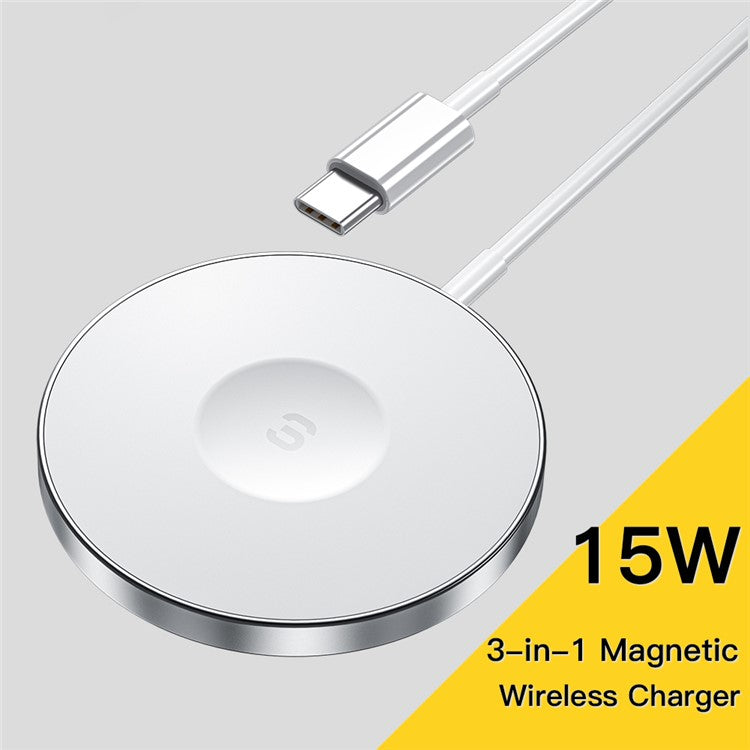 ESSAGER 3-in-1 15W Magnetic Wireless Charger for iPhone 12 / 13 / 14, AirPods, iWatch Slim Charging Pad