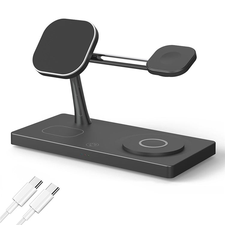 T218 Magnetic Wireless Charging Station with Night Light + USB Output for Mobile Phone  /  Earphones  /  Smart Watch - Black