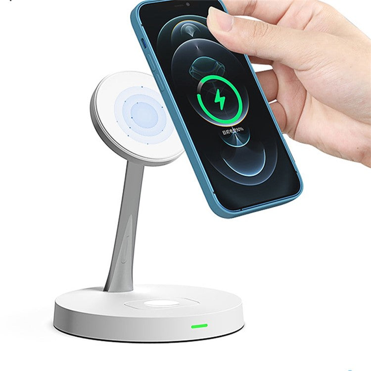 T269 15W Fast Charging Station with Night Light Magnetic Wireless Charger for iPhone / AirPods Pro (QI Certified) - White