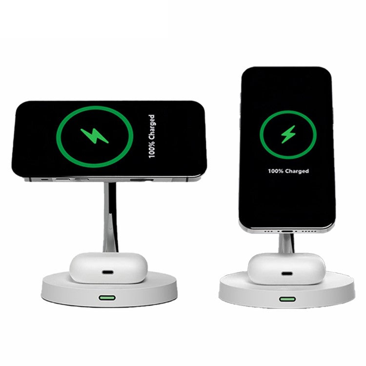 T269 15W Fast Charging Station with Night Light Magnetic Wireless Charger for iPhone / AirPods Pro (QI Certified) - White