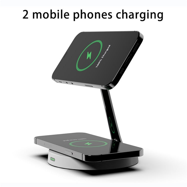 T269 15W Fast Charging Station with Night Light Magnetic Wireless Charger for iPhone / AirPods Pro (QI Certified) - Black