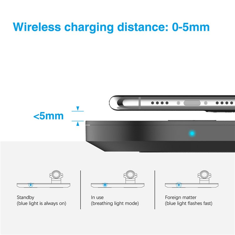 A04 3-in-1 Wireless Charger for iPhone / iWatch / AirPods Portable Fast Charging Station with Detachable Watch Stand - Black