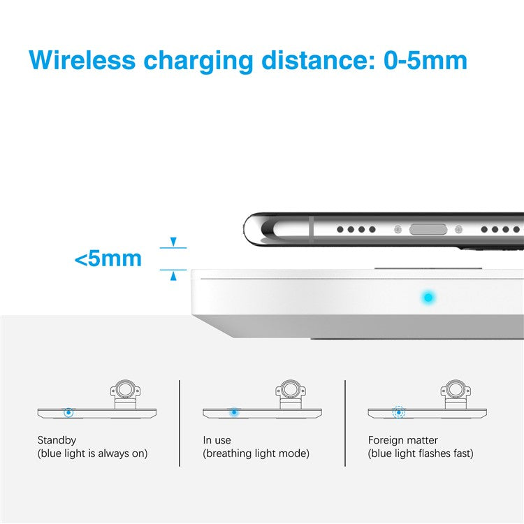 A04 3-in-1 Wireless Charger for iPhone / iWatch / AirPods Portable Fast Charging Station with Detachable Watch Stand - White