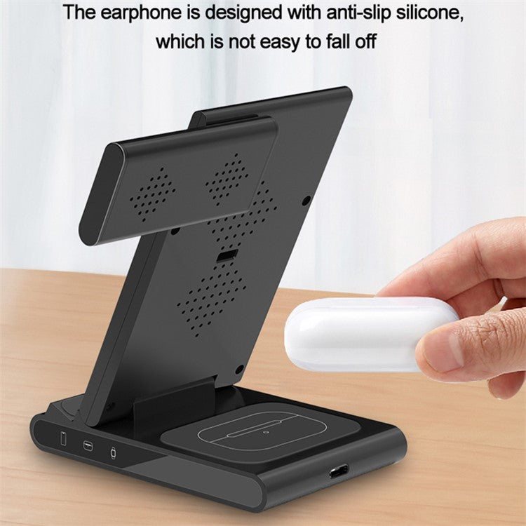 X1 3-in-1 Folding Wireless Charger for iPhone  /  iWatch  /  AirPods Portable Fast Charging Stand - Black