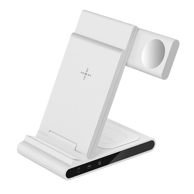 X1 3-in-1 Folding Wireless Charger for iPhone  /  iWatch  /  AirPods Portable Fast Charging Stand - White