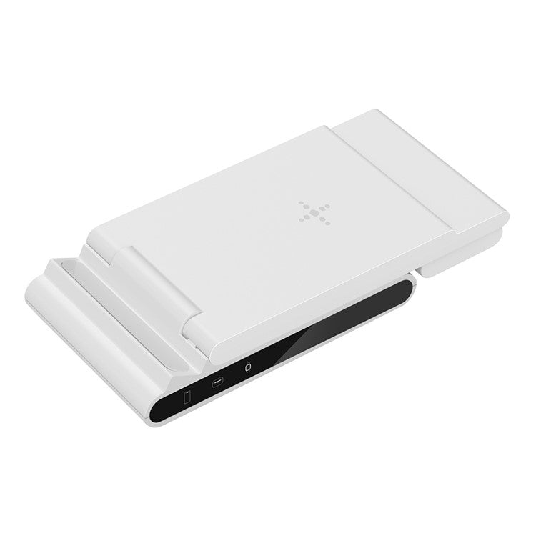 X1 3-in-1 Folding Wireless Charger for iPhone  /  iWatch  /  AirPods Portable Fast Charging Stand - White