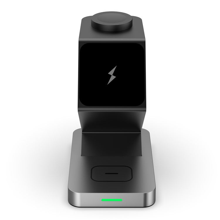 X3 15W Magnetic Wireless Charger for iPhone  /  iWatch  /  AirPods 3-in-1 Fast Charging Stand - Black