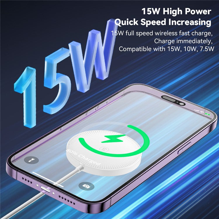 ESSAGER For iPhone 14 / 13 / 12 Series 15W ABS Magnetic Wireless Charger Phone Charging Pad - White