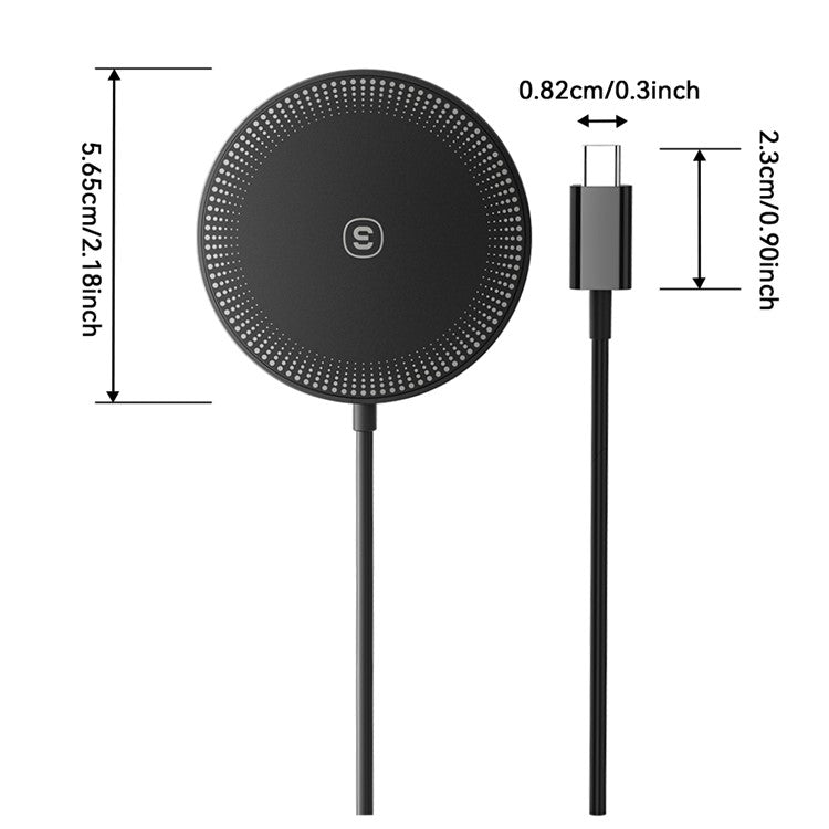 ESSAGER For iPhone 14 / 13 / 12 Series 15W ABS Magnetic Wireless Charger Phone Charging Pad - Black