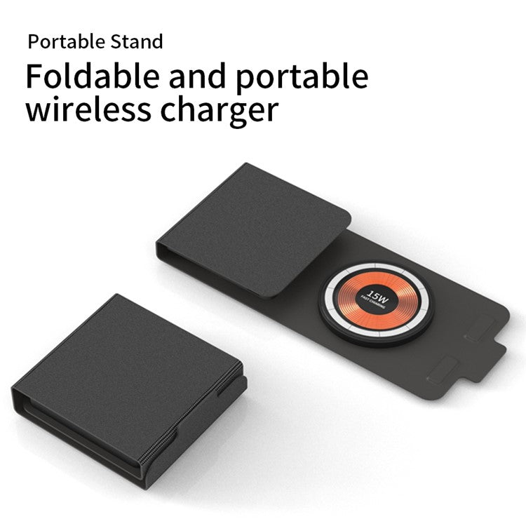 T01 3-in-1 Foldable Wireless Charger Magnetic Wireless Fast Charging Station Pad for iPhone iWatch Earphone