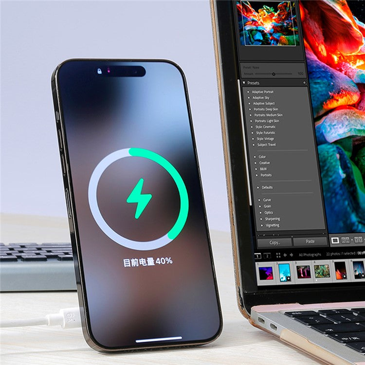 Magnetic Wireless Charger 4-in-1 15W Fast Wireless Charging Station with Kickstand / Card Holder (NO CE Certificated) - Purple