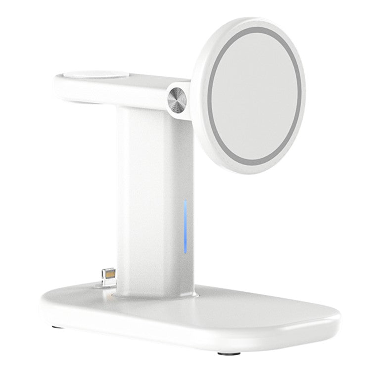 JJT-A70 3-in-1 15W Magnetic Rotatable Wireless Charger Watch Headset Phone Desktop Charging Stand - White