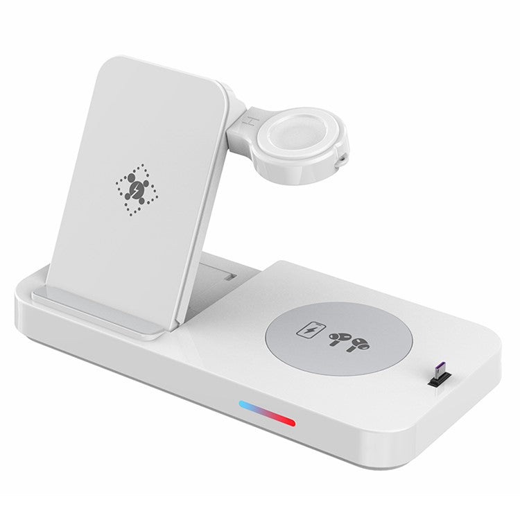 B-19 4-in-1 Magnetic Wireless Charger 15W Charging Watch Earphone Phone Desktop Charging Dock - White