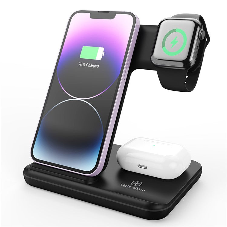 Z5A 3-in-1 Cell Phone Wireless Charger Headset Smart Watch Multifunctional Charging Stand, No CE