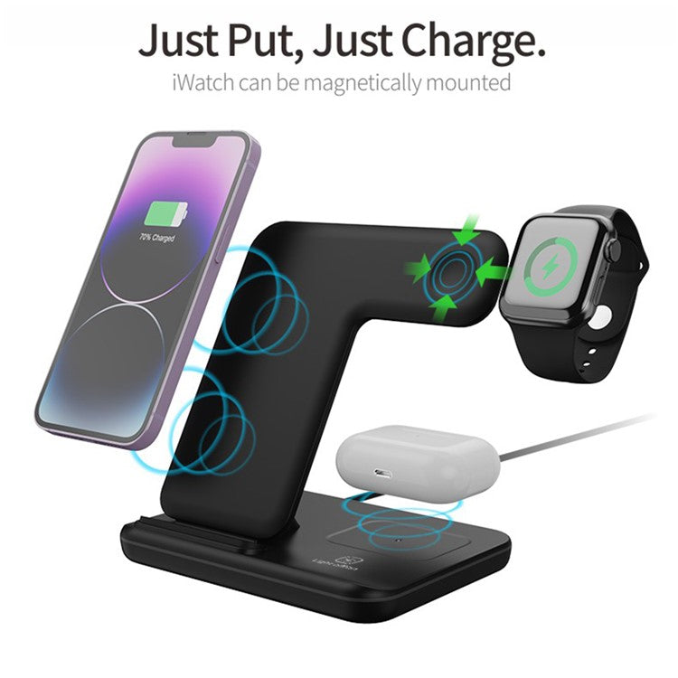 Z5A 3-in-1 Cell Phone Wireless Charger Headset Smart Watch Multifunctional Charging Stand, No CE