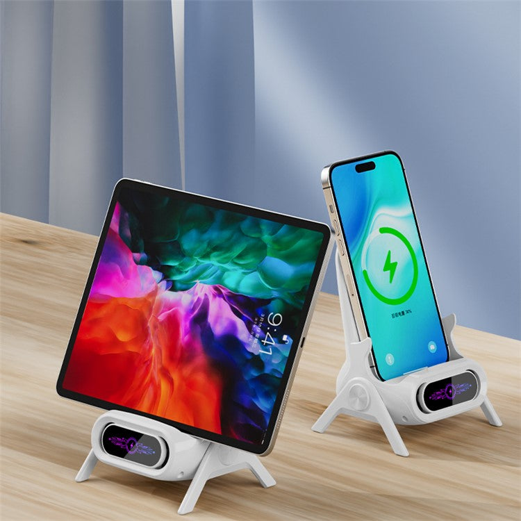 Q18 Mobile Phone Magnetic Wireless Charger Stand Cordless Phone Charger with 3 Adapters - White