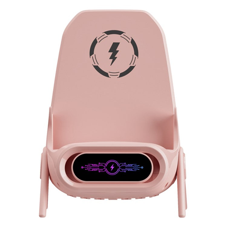 Q18 Mobile Phone Magnetic Wireless Charger Stand Cordless Phone Charger with 3 Adapters - Pink