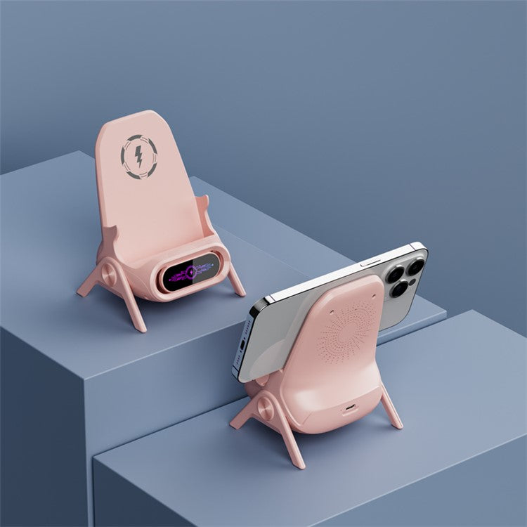 Q18 Mobile Phone Magnetic Wireless Charger Stand Cordless Phone Charger with 3 Adapters - Pink