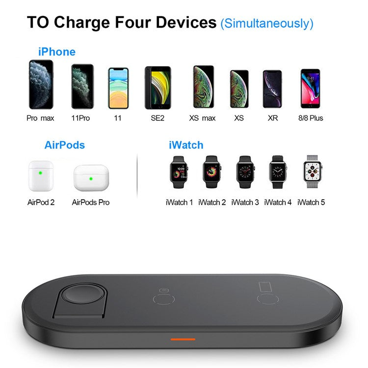 W28 3-in-1 Desktop 15W Wireless Charger for Phone Watch Headset Folding Fast Charging Base