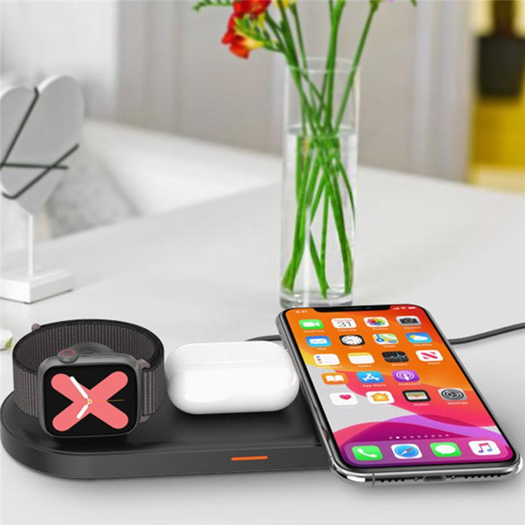 W28 3-in-1 Desktop 15W Wireless Charger for Phone Watch Headset Folding Fast Charging Base