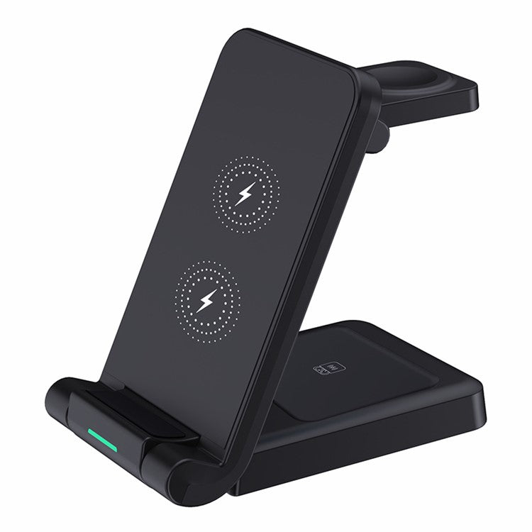 H23 Wireless Charging Station Foldable 3-in-1 Wireless Charger Stand ABS Charge Dock for iPhone 8 Above / iWatch / AirPods